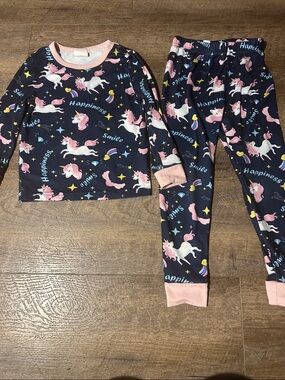 💕3/$20Girls Unicorn Pajama Set - Navy with Pink Accents